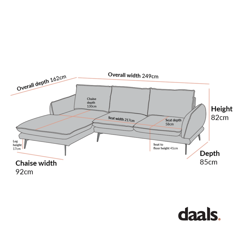 Obriel Grey Marl Fabric Sofa, Grande Chaise Sofa Left Hand Facing - Image 7