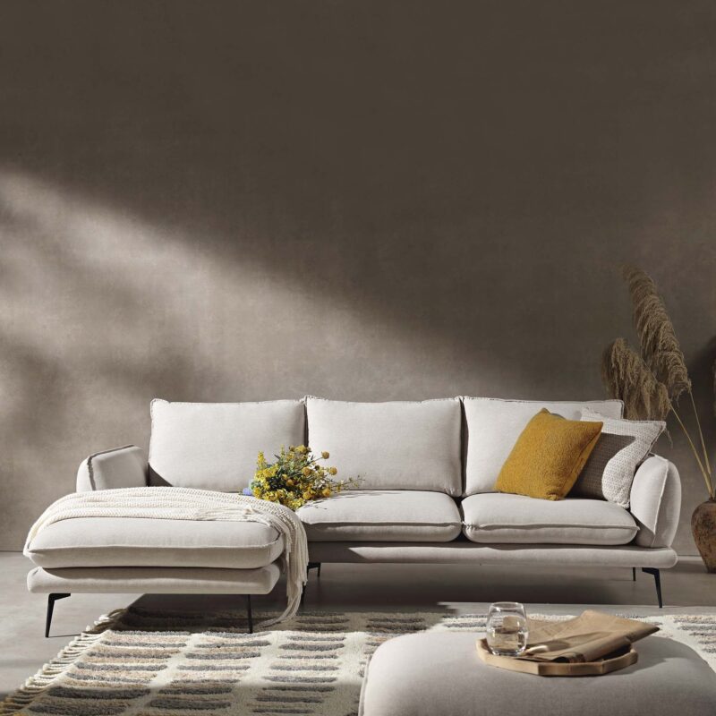 Obriel Oatmeal Fabric Sofa, Grande Chaise Sofa Left Hand Facing - Image 2