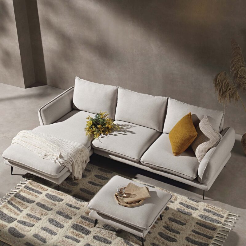 Obriel Oatmeal Fabric Sofa, Grande Chaise Sofa Left Hand Facing - Image 3