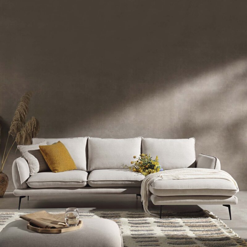 Obriel Oatmeal Fabric Sofa, Grande Chaise Sofa Right Hand Facing - Image 2