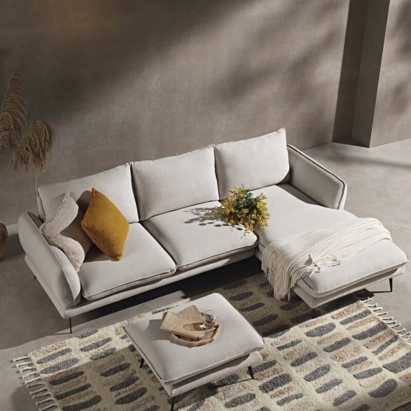 Obriel Oatmeal Fabric Sofa, Grande Chaise Sofa Right Hand Facing - Image 3