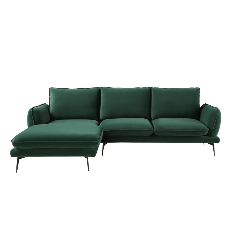 Obriel Forest Green Velvet Sofa, Grande Chaise Sofa Left Hand Facing - Image 6