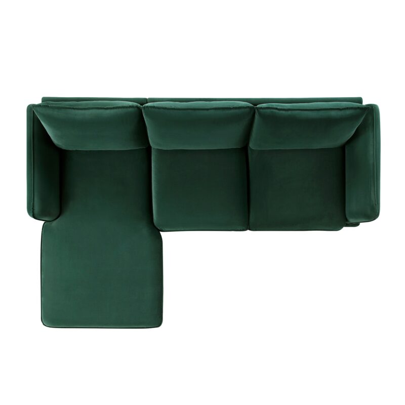 Obriel Forest Green Velvet Sofa, Grande Chaise Sofa Left Hand Facing - Image 8