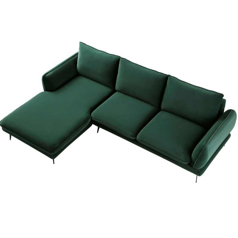 Obriel Forest Green Velvet Sofa, Grande Chaise Sofa Left Hand Facing - Image 9