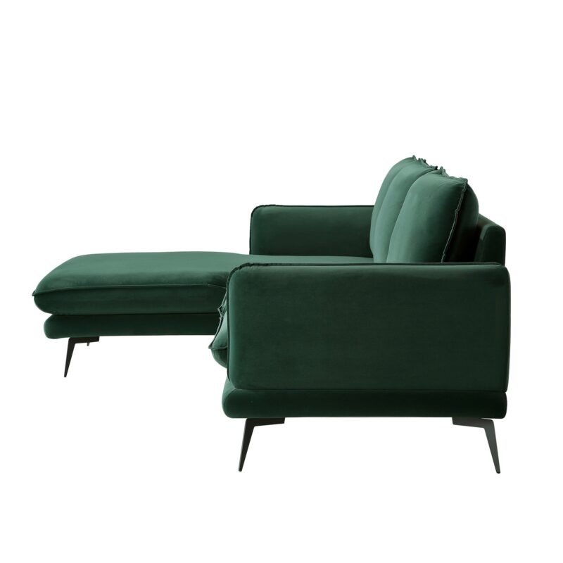 Obriel Forest Green Velvet Sofa, Grande Chaise Sofa Left Hand Facing - Image 10