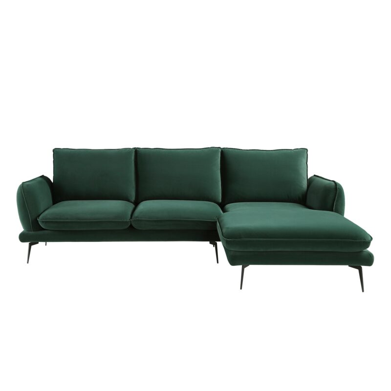 Obriel Forest Green Velvet Sofa, Grande Chaise Sofa Right Hand Facing - Image 4