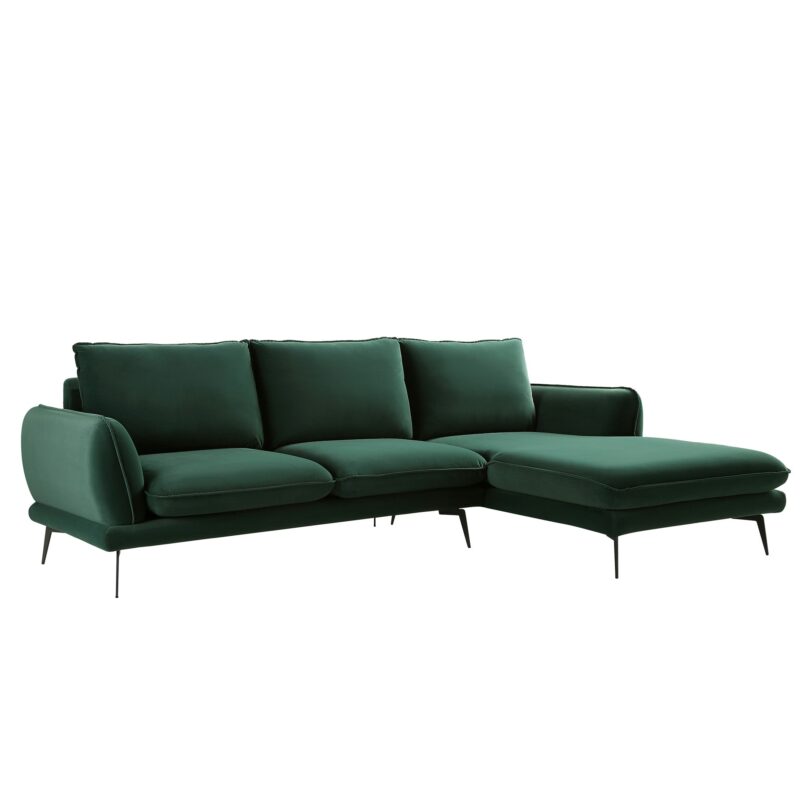 Obriel Forest Green Velvet Sofa, Grande Chaise Sofa Right Hand Facing - Image 5