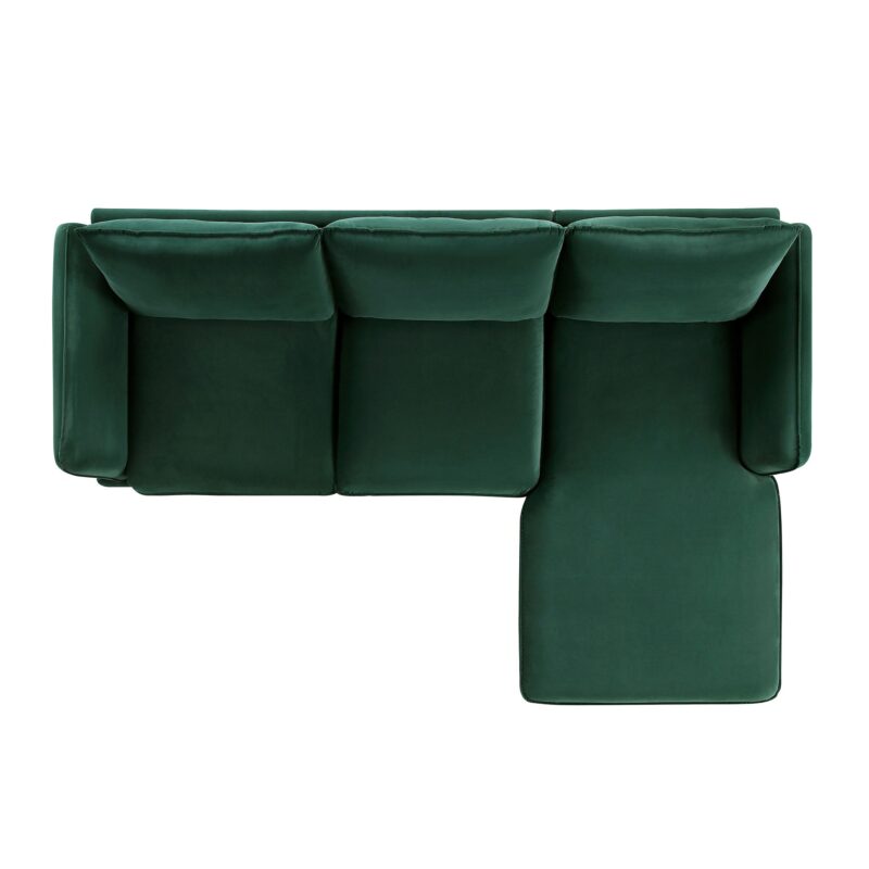 Obriel Forest Green Velvet Sofa, Grande Chaise Sofa Right Hand Facing - Image 7