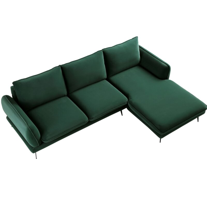 Obriel Forest Green Velvet Sofa, Grande Chaise Sofa Right Hand Facing - Image 8