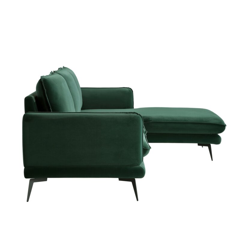 Obriel Forest Green Velvet Sofa, Grande Chaise Sofa Right Hand Facing - Image 9