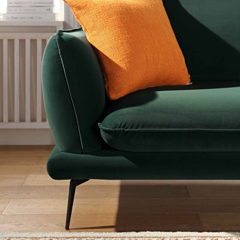 Obriel Forest Green Velvet Sofa, Grande Chaise Sofa Right Hand Facing - Image 3