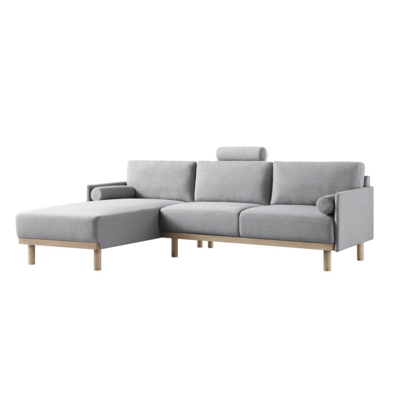 Timber Grey Marl Fabric Sofa, Large 3-Seater Chaise Sofa Left Hand Facing - Image 5