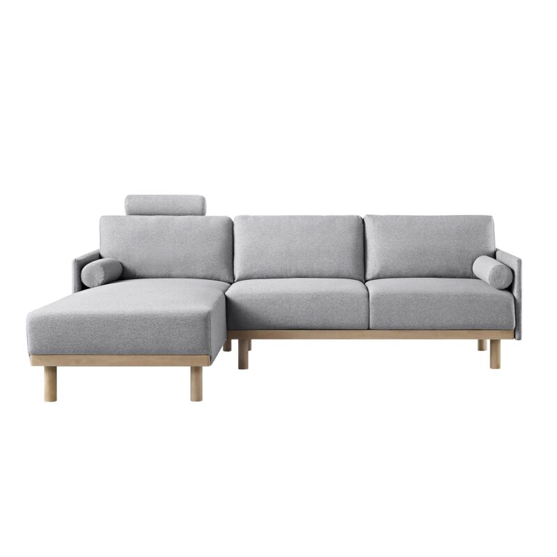 Timber Grey Marl Fabric Sofa, Large 3-Seater Chaise Sofa Left Hand Facing - Image 6