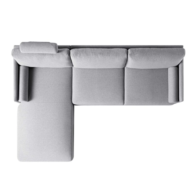 Timber Grey Marl Fabric Sofa, Large 3-Seater Chaise Sofa Left Hand Facing - Image 8
