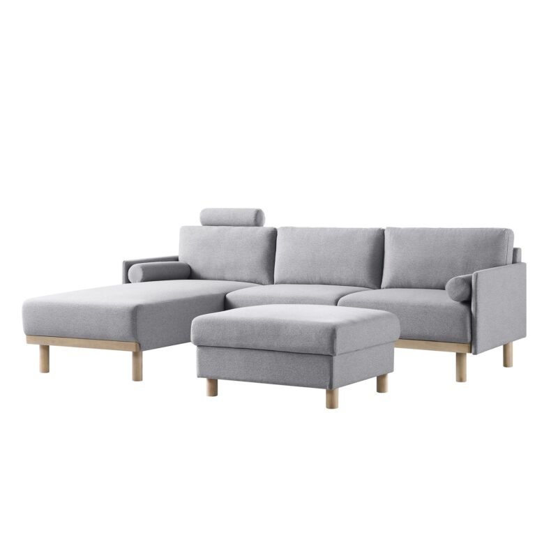 Timber Grey Marl Fabric Sofa, Large 3-Seater Chaise Sofa Left Hand Facing - Image 9