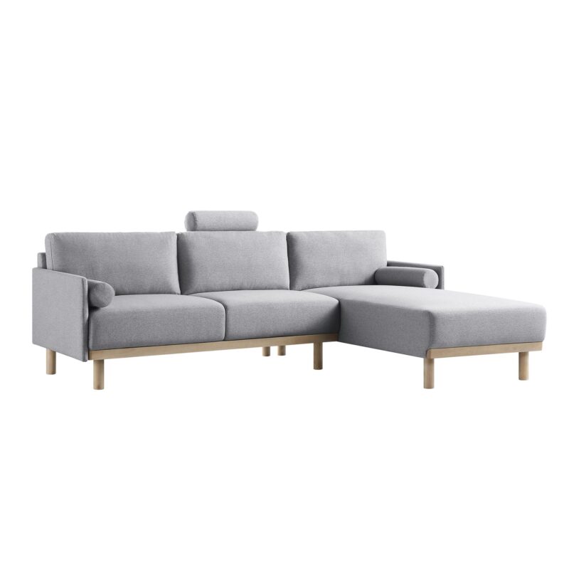 Timber Grey Marl Fabric Sofa, Large 3-Seater Chaise Sofa Right Hand Facing - Image 5