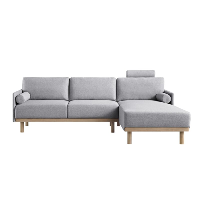 Timber Grey Marl Fabric Sofa, Large 3-Seater Chaise Sofa Right Hand Facing - Image 6