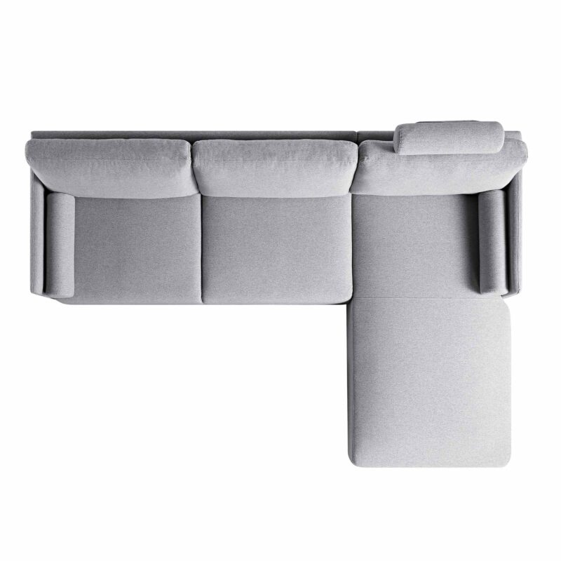 Timber Grey Marl Fabric Sofa, Large 3-Seater Chaise Sofa Right Hand Facing - Image 8
