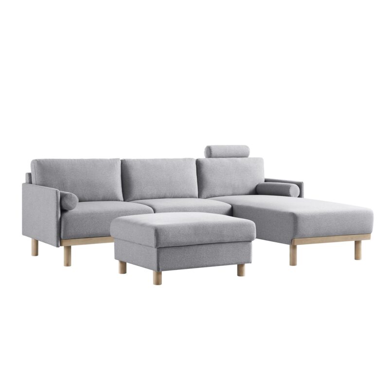 Timber Grey Marl Fabric Sofa, Large 3-Seater Chaise Sofa Right Hand Facing - Image 11