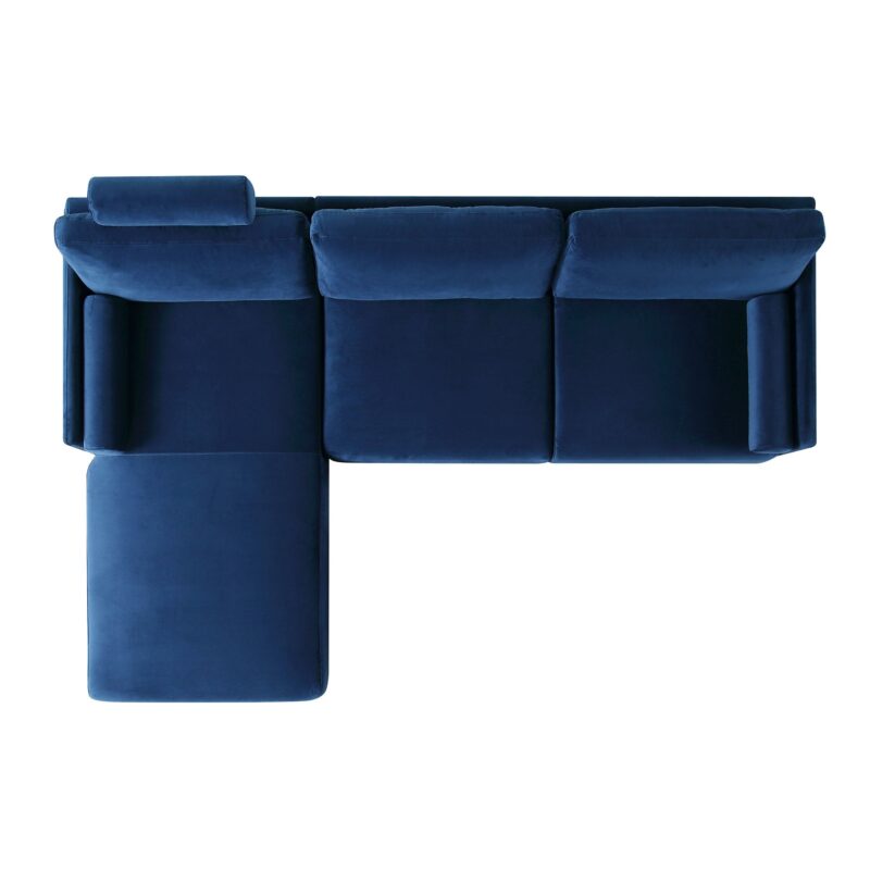 Timber Navy Blue Velvet Sofa, Large 3-Seater Chaise Sofa Left Hand Facing - Image 8