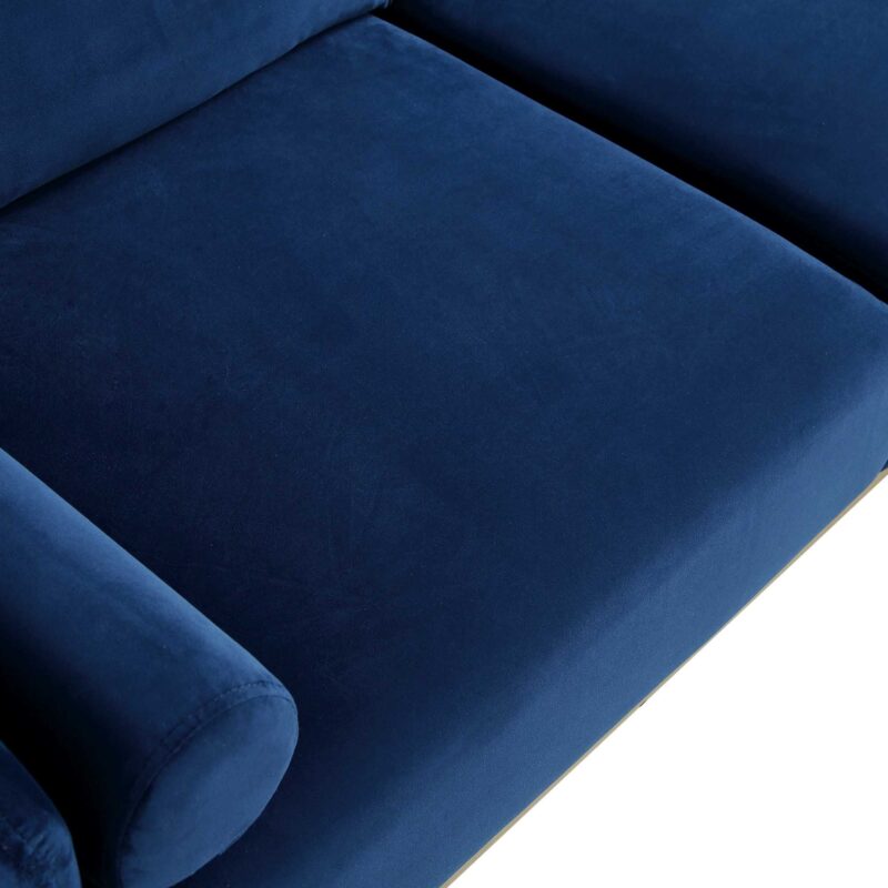 Timber Navy Blue Velvet Sofa, Large 3-Seater Chaise Sofa Left Hand Facing - Image 13