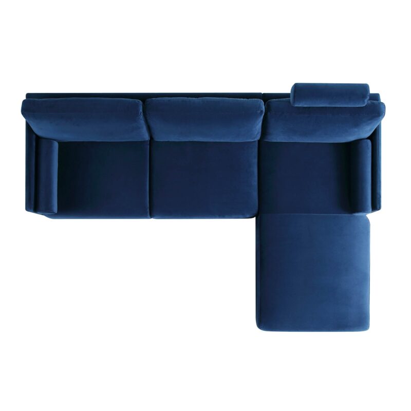 Timber Navy Blue Velvet Sofa, Large 3-Seater Chaise Sofa Right Hand Facing - Image 8