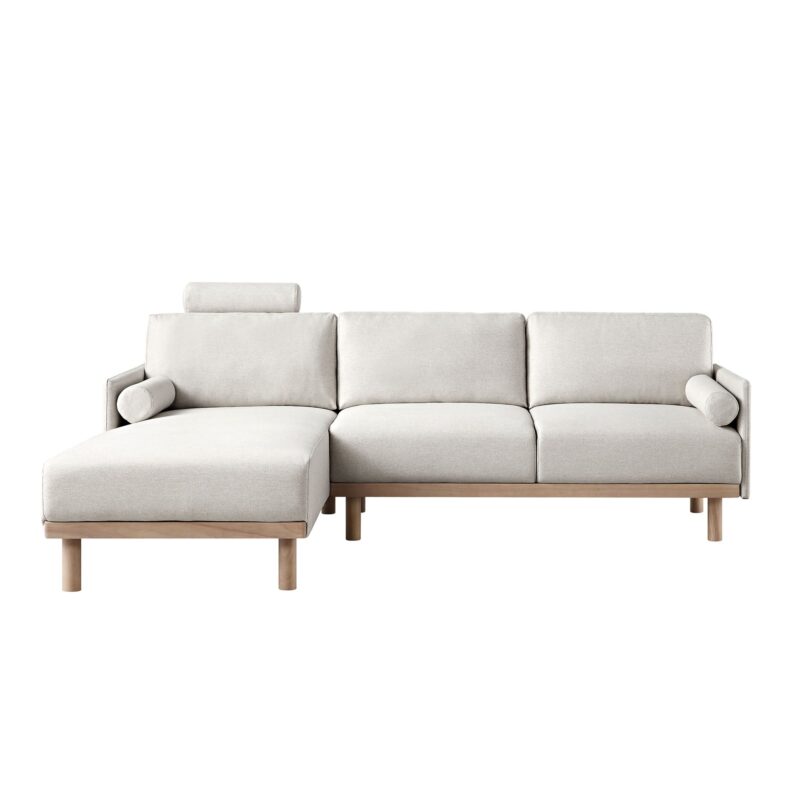 Timber Oatmeal Fabric Sofa, Large 3-Seater Chaise Sofa Left Hand Facing - Image 5
