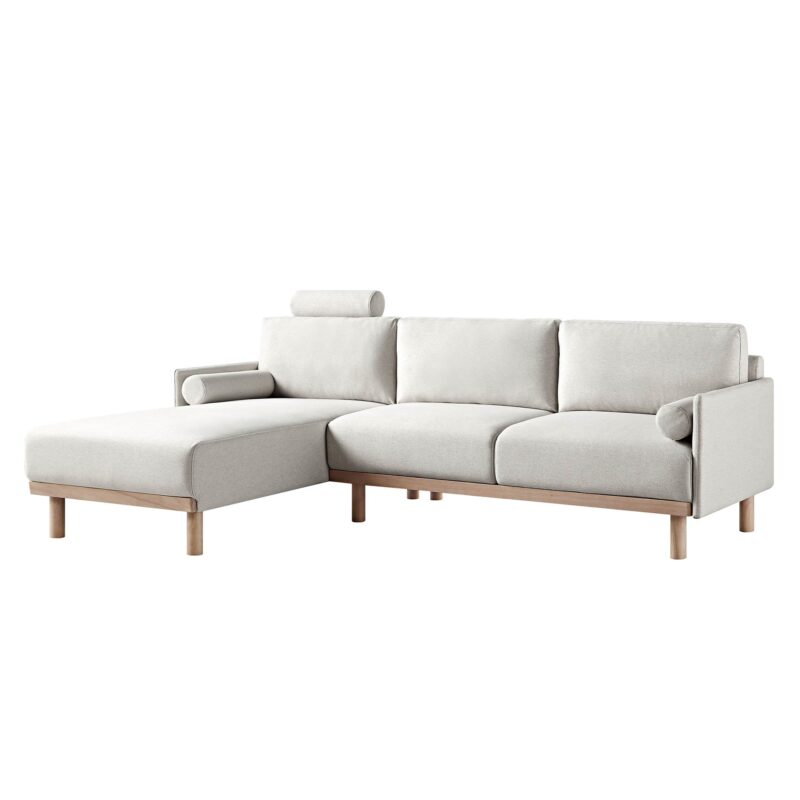 Timber Oatmeal Fabric Sofa, Large 3-Seater Chaise Sofa Left Hand Facing - Image 6