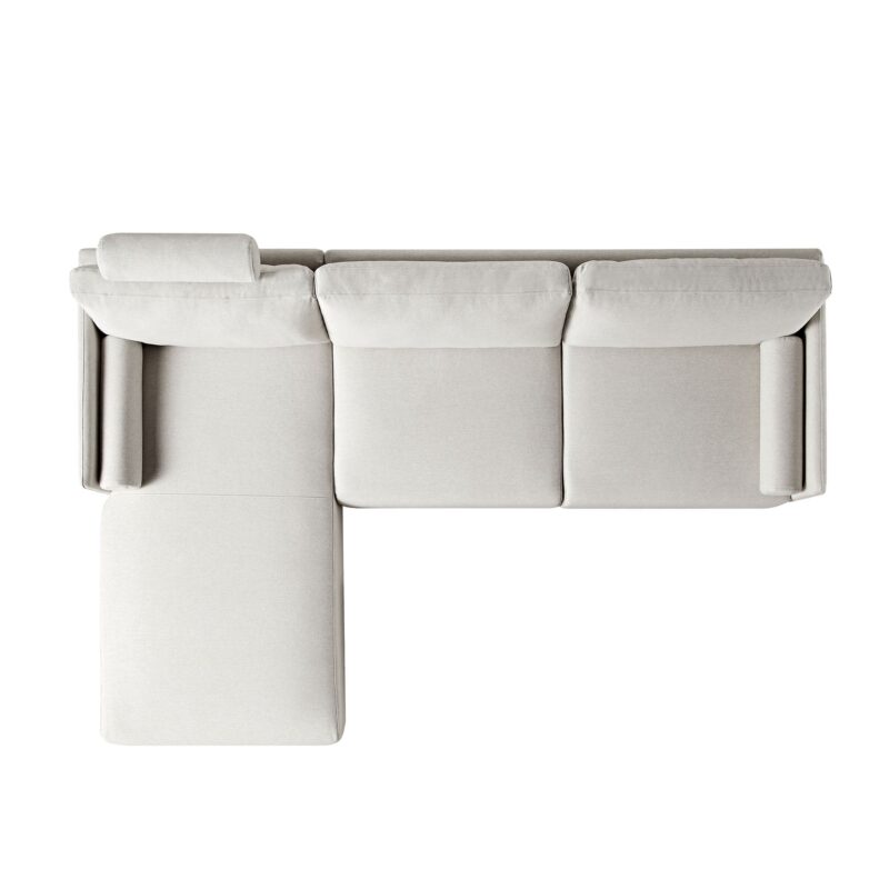 Timber Oatmeal Fabric Sofa, Large 3-Seater Chaise Sofa Left Hand Facing - Image 8