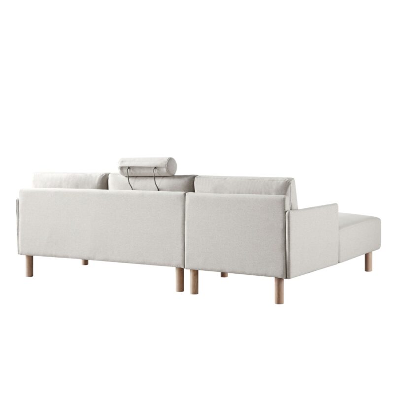 Timber Oatmeal Fabric Sofa, Large 3-Seater Chaise Sofa Left Hand Facing - Image 11