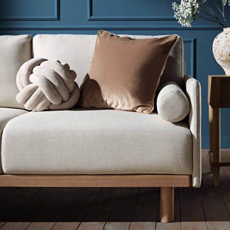 Timber Oatmeal Fabric Sofa, Large 3-Seater Chaise Sofa Left Hand Facing - Image 4