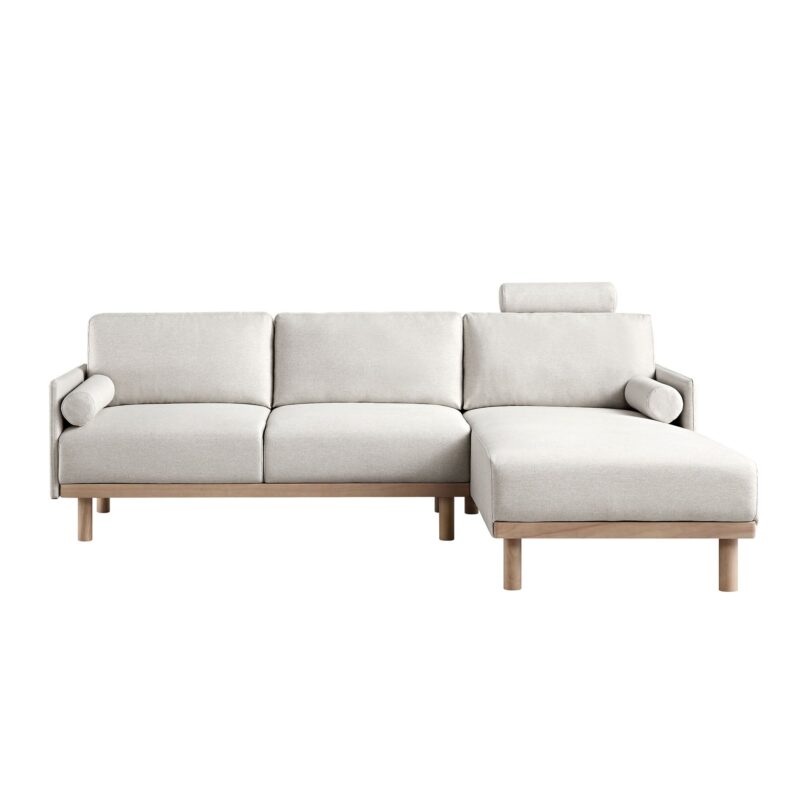 Timber Oatmeal Fabric Sofa, Large 3-Seater Chaise Sofa Right Hand Facing - Image 5