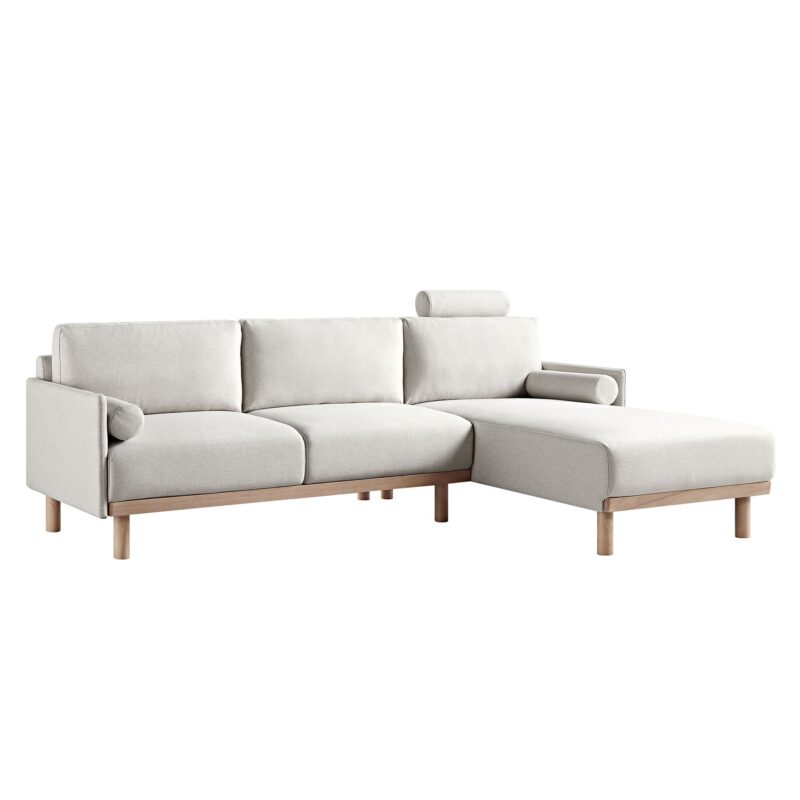 Timber Oatmeal Fabric Sofa, Large 3-Seater Chaise Sofa Right Hand Facing - Image 6
