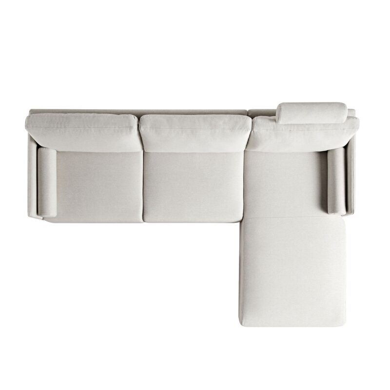 Timber Oatmeal Fabric Sofa, Large 3-Seater Chaise Sofa Right Hand Facing - Image 9
