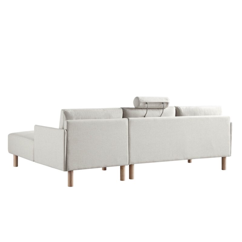 Timber Oatmeal Fabric Sofa, Large 3-Seater Chaise Sofa Right Hand Facing - Image 10