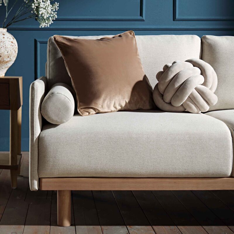Timber Oatmeal Fabric Sofa, Large 3-Seater Chaise Sofa Right Hand Facing - Image 4