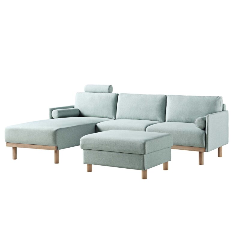 Timber Sage Green Fabric Sofa, Large 3-Seater Chaise Sofa Left Hand Facing - Image 7