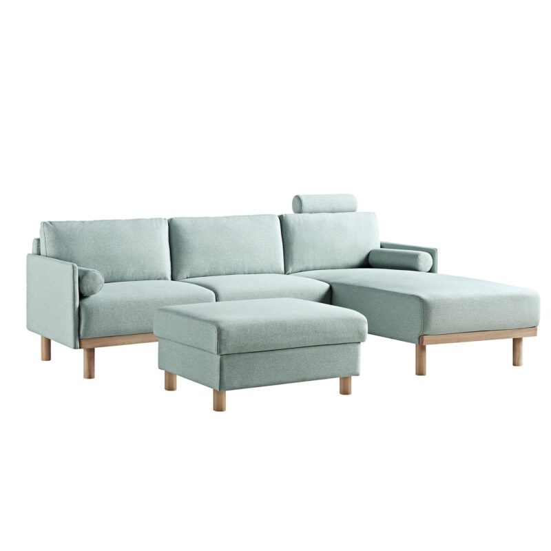 Timber Sage Green Fabric Sofa, Large 3-Seater Chaise Sofa Right Hand Facing - Image 8