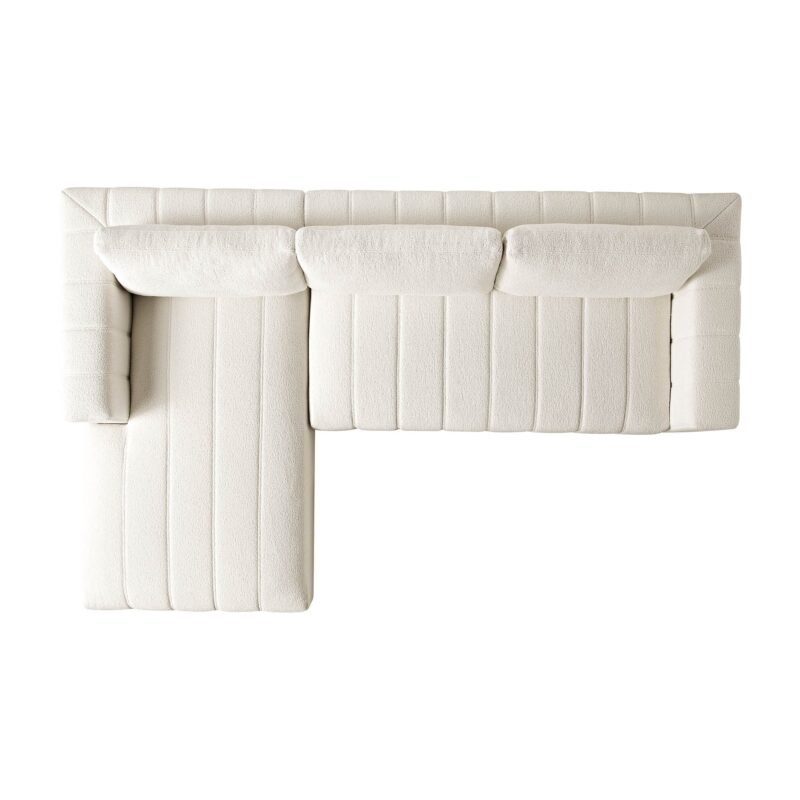 Belsize Beige Boucle Sofa with Wooden Base, Large Chaise Left Hand Facing - Image 8