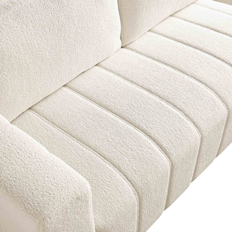 Belsize Beige Boucle Sofa with Wooden Base, Large Chaise Left Hand Facing - Image 11