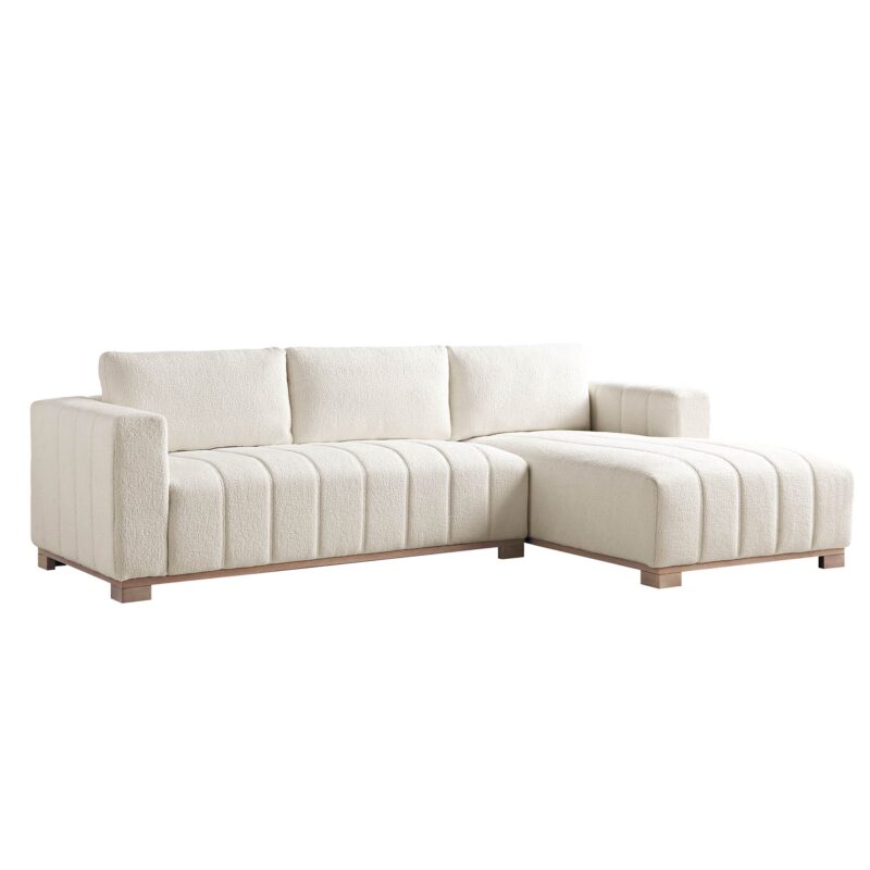 Belsize Beige Boucle Sofa with Wooden Base, Large Chaise Right Hand Facing - Image 5
