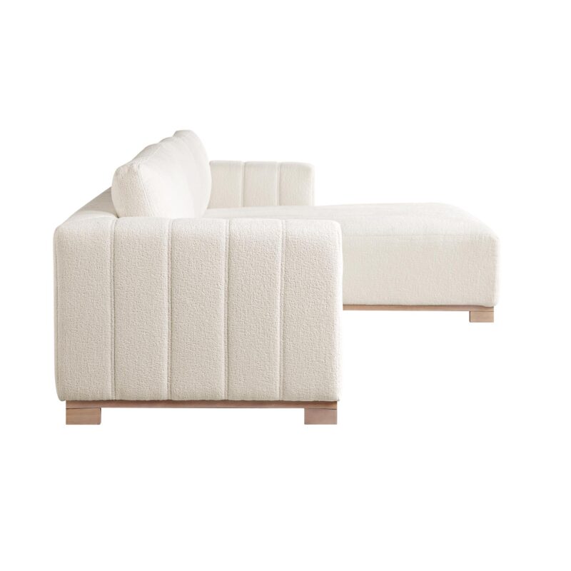 Belsize Beige Boucle Sofa with Wooden Base, Large Chaise Right Hand Facing - Image 8