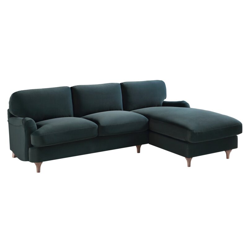 Daphnis Aegean Blue Velvet Sofa, Grande Chaise Sofa Right Hand Facing - Image 6