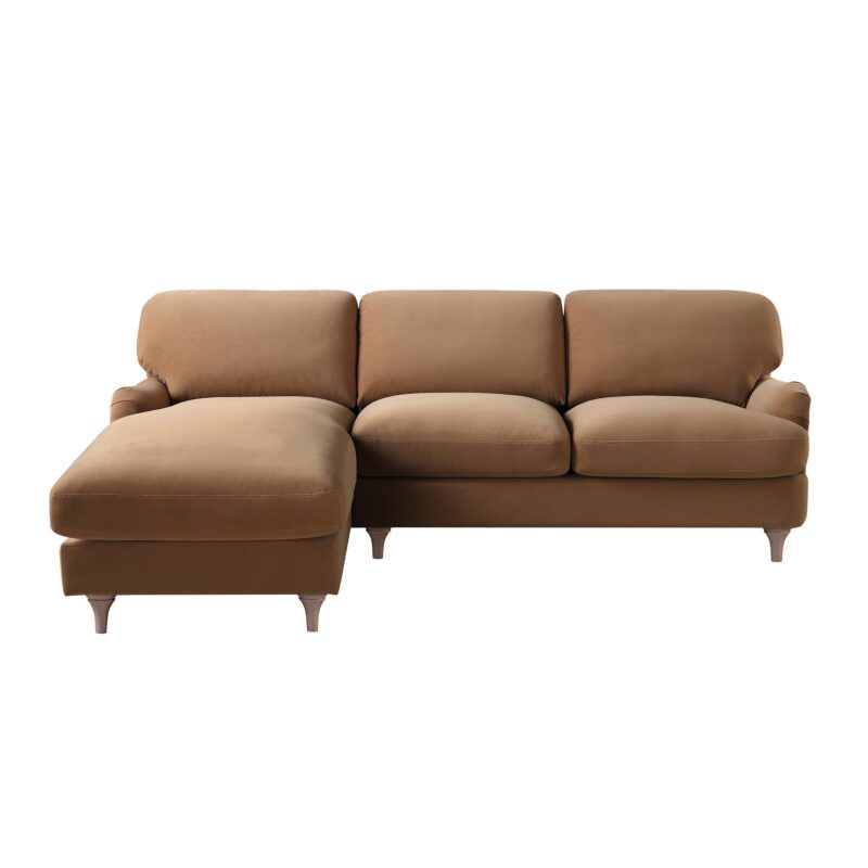 Daphnis Camel Velvet Sofa, Grande Chaise Sofa Left Hand Facing - Image 7