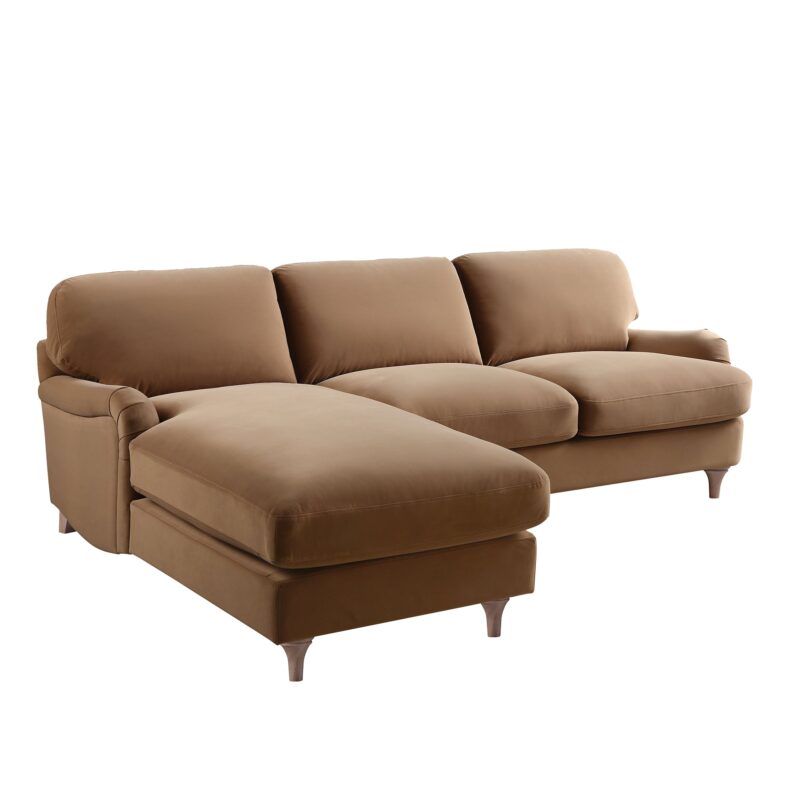 Daphnis Camel Velvet Sofa, Grande Chaise Sofa Left Hand Facing - Image 9