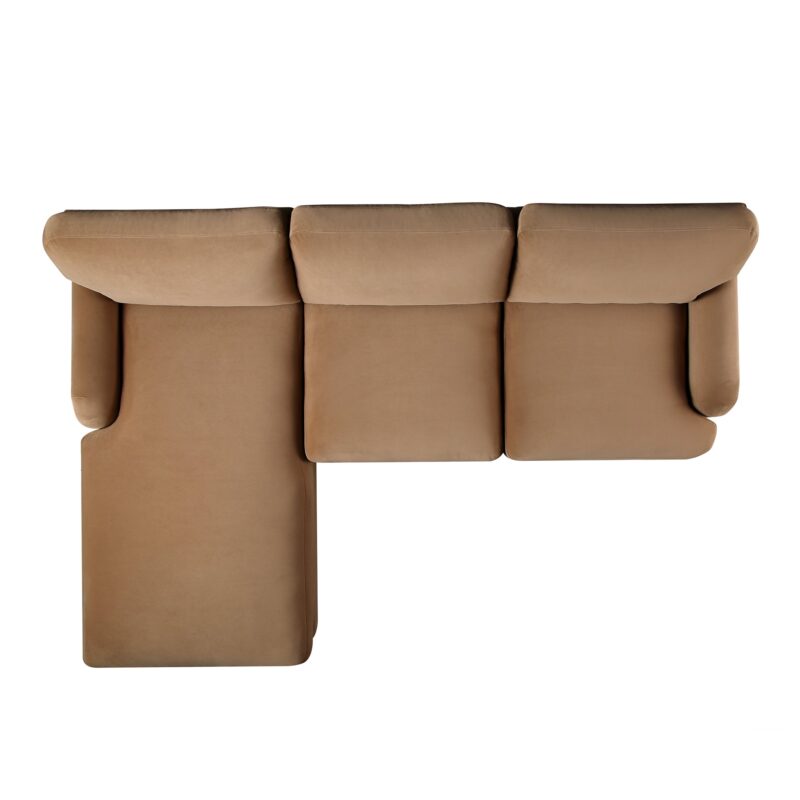 Daphnis Camel Velvet Sofa, Grande Chaise Sofa Left Hand Facing - Image 10