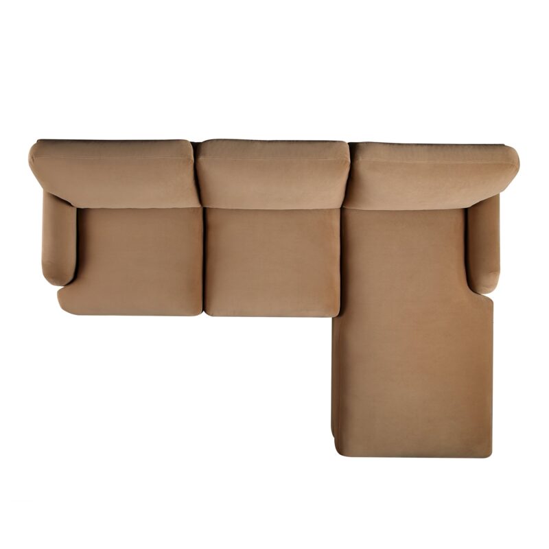 Daphnis Camel Velvet Sofa, Grande Chaise Sofa Right Hand Facing - Image 10