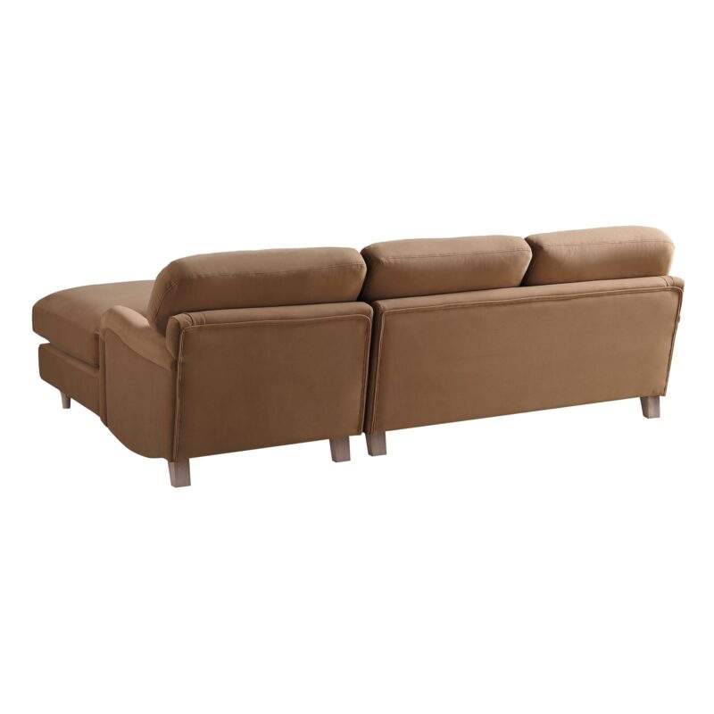 Daphnis Camel Velvet Sofa, Grande Chaise Sofa Right Hand Facing - Image 12