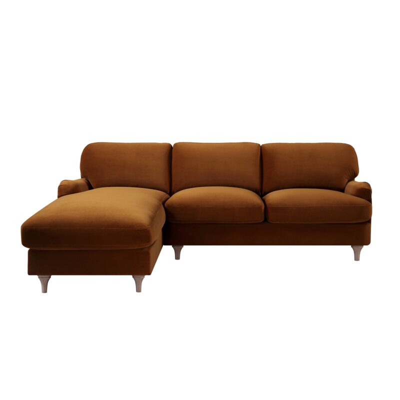Daphnis Cinnamon Velvet Sofa, Grande Chaise Sofa Left Hand Facing - Image 6