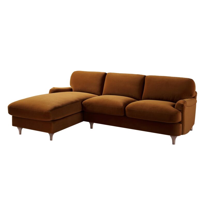 Daphnis Cinnamon Velvet Sofa, Grande Chaise Sofa Left Hand Facing - Image 7